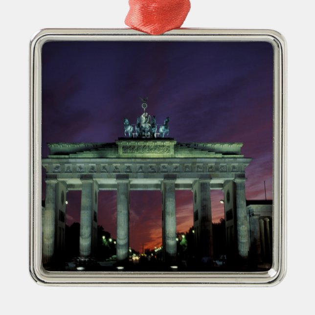 Germany, Berlin. Brandenburg Gate at night. Metal Tree Decoration (Front)