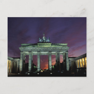 Germany, Berlin. Brandenburg Gate at night. Postcard