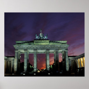 Germany, Berlin. Brandenburg Gate at night. Poster