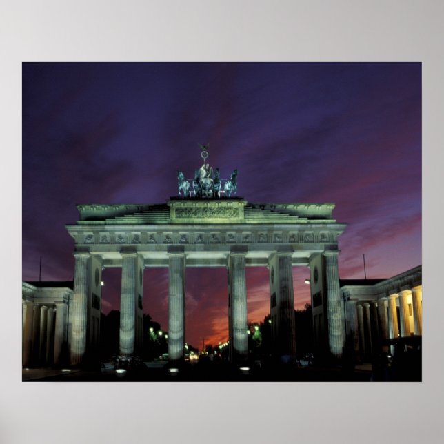 Germany, Berlin. Brandenburg Gate at night. Poster (Front)