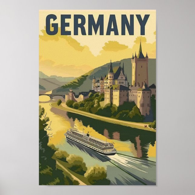 Germany Castle Vintage Famous Travel Place Poster (Front)