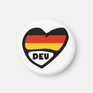 Germany Country Code Flag Heart, DEU Magnet