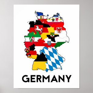 germany country political flag map region province poster