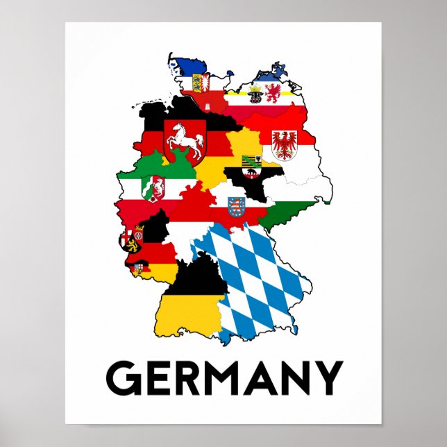 germany country political flag map region province poster (Front)