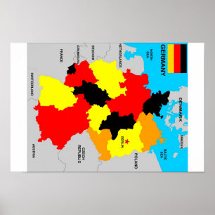 germany country political map flag poster