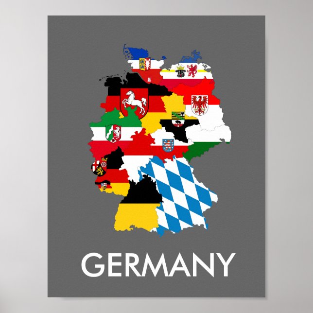 germany country regions flag map provnice symbol poster (Front)