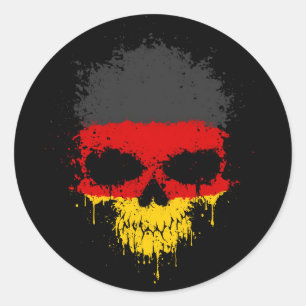 Germany Dripping Splatter Skull Classic Round Sticker