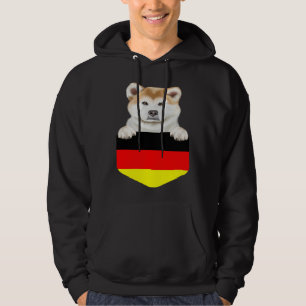 Germany Flag Akita Dog In Pocket Hoodie