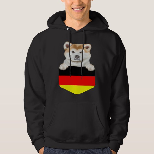 Germany Flag Akita Dog In Pocket Hoodie (Front)