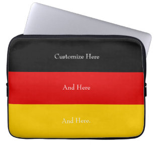 Germany Flag Colours Black Red Gold Personalised Laptop Sleeve