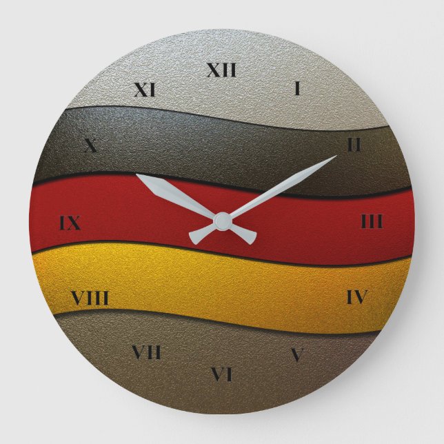 Germany Flag Colours-Chrome by Shirley Taylor Large Clock (Front)