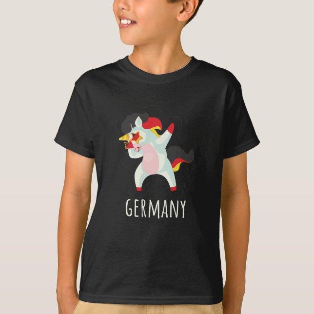 Germany Flag Dabbing Unicorn T-Shirt (Front)