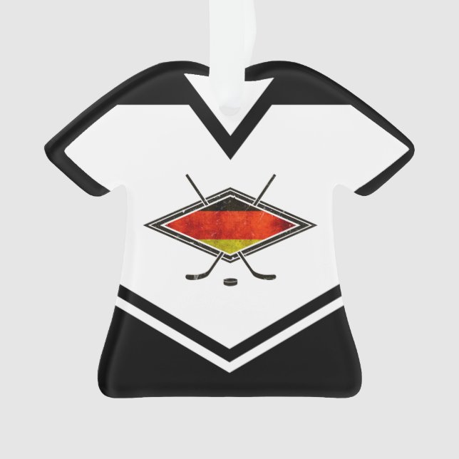 Germany Flag Hockey Logo, Name & Number Jersey Ornament (Front)