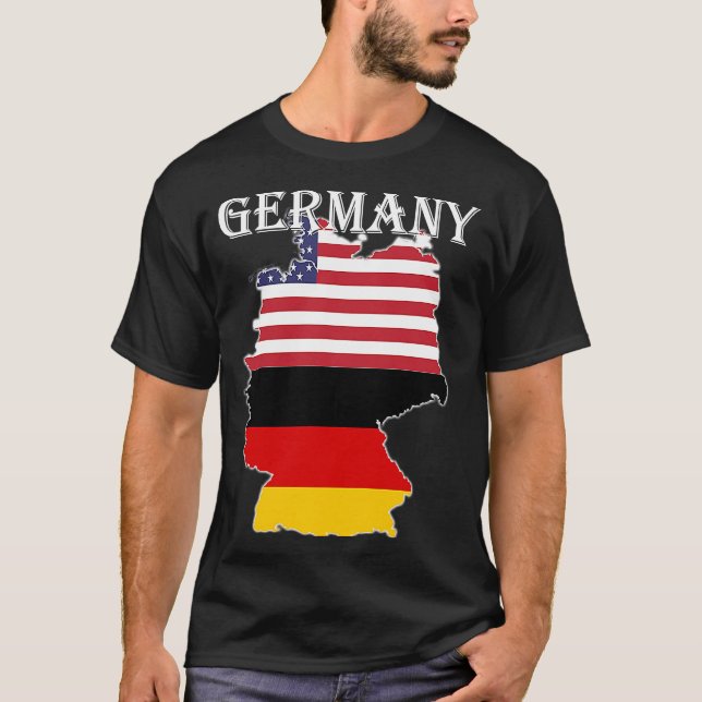 Germany Flag Map USA Ancestry Expatriate Expat T-Shirt (Front)