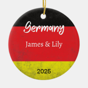 Germany Flag Ornament, Personalised Germany Ceramic Tree Decoration