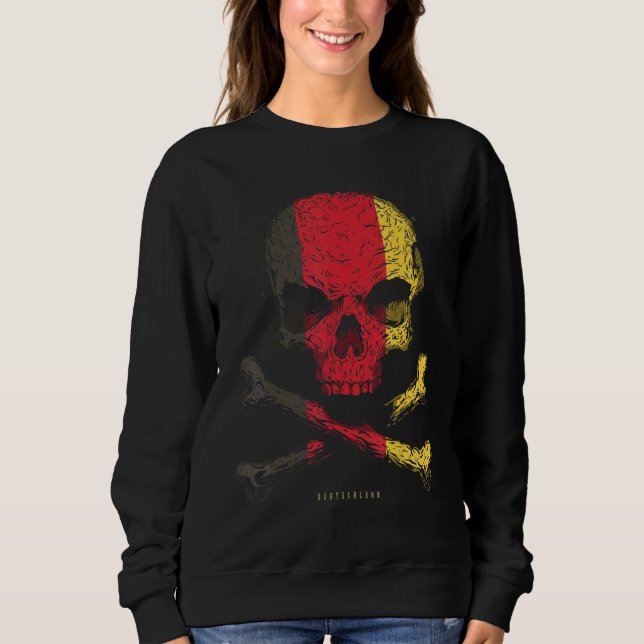 Germany Flag Skull Crossbones Sweatshirt (Front)