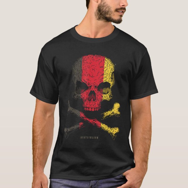 Germany Flag Skull Crossbones T-Shirt (Front)