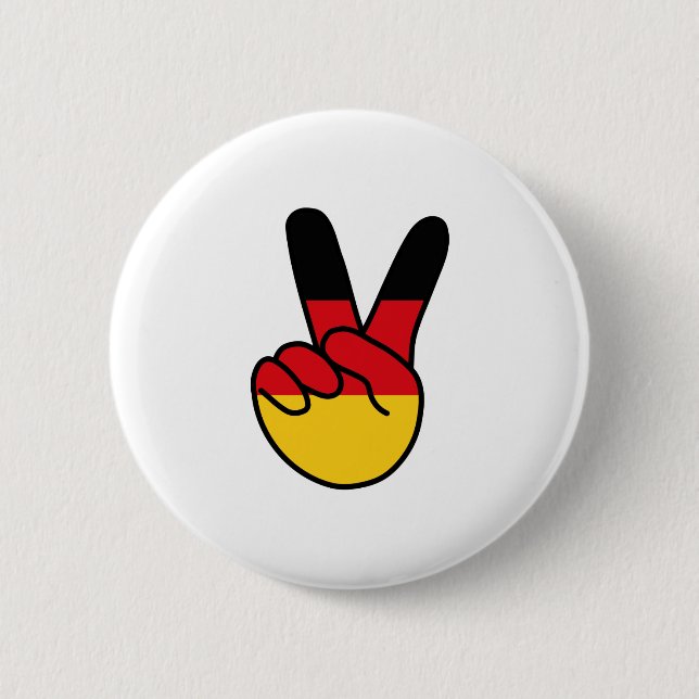 Germany Flag V Sign 6 Cm Round Badge (Front)