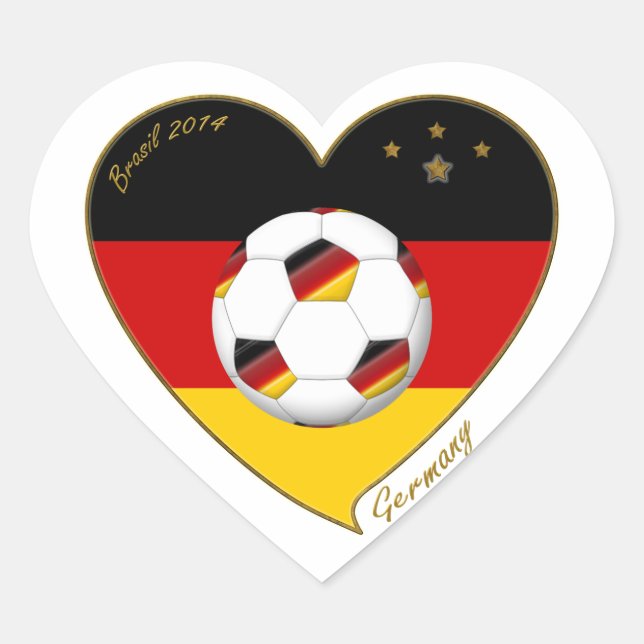 GERMANY FOOTBALL flag of national team 2014 Heart Sticker (Front)