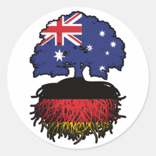 Germany German Australian Australia Tree Roots Classic Round Sticker