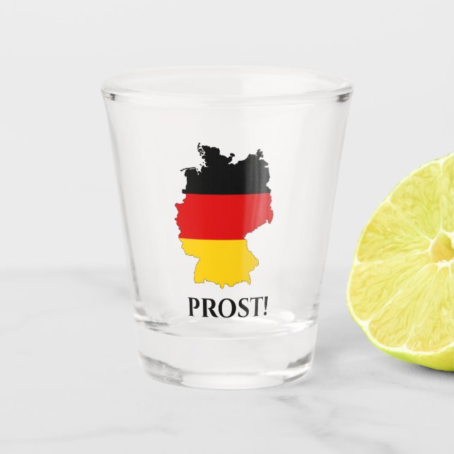 Germany German Flag Map Prost Cheers Shot Glass (Front)