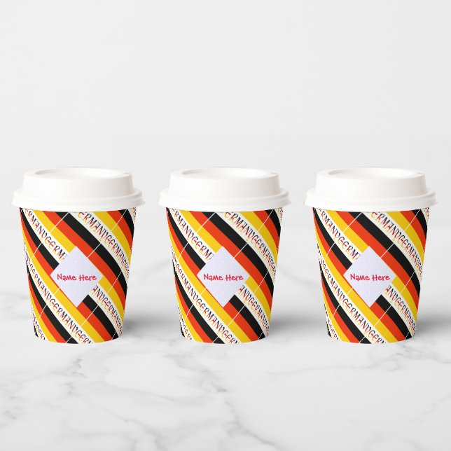 Germany German Flag Tiled Red Personalisation  Paper Cups (Multi)