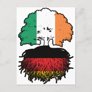 Germany German Irish Ireland Tree Roots Flag Postcard