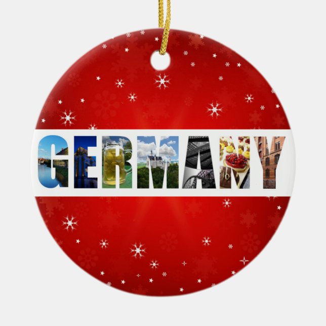 Germany German Travel Photos Christmas Ceramic Tree Decoration (Front)