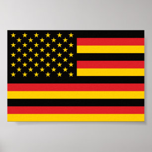 Germany German USA American United States US Flag Poster