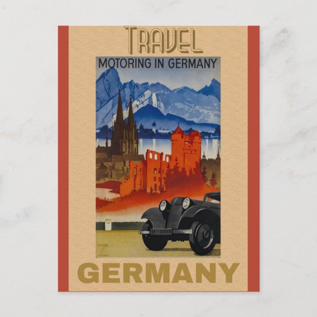 Germany German Vintage Travel Poster Postcard (Front)