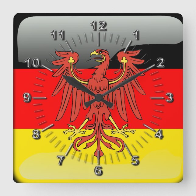 Germany glossy flag square wall clock (Front)