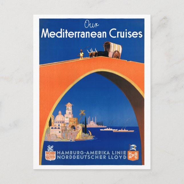 Germany Hamburg Vintage Travel Poster Restored Postcard (Front)