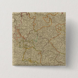 Germany hand oclored atlas map 15 cm square badge