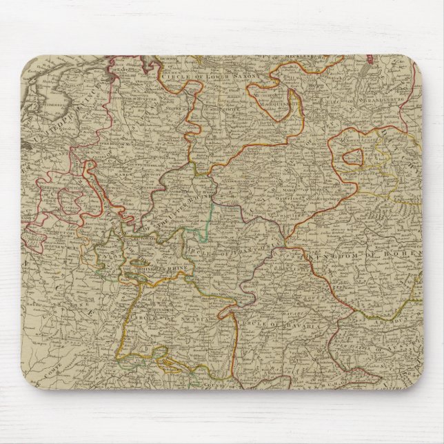 Germany hand oclored atlas map mouse mat (Front)
