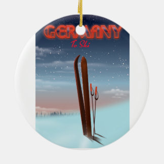 Germany Ice Ski travel poster Ceramic Tree Decoration