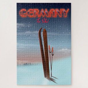 Germany Ice Ski travel poster Jigsaw Puzzle