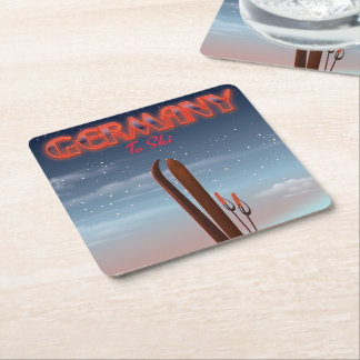 Germany Ice Ski travel poster Square Paper Coaster