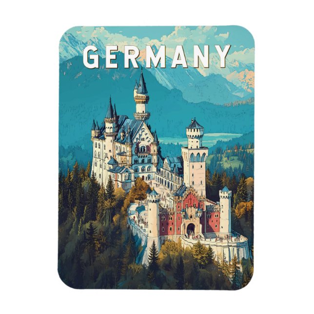 Germany Illustration Travel Art Vintage Magnet (Vertical)