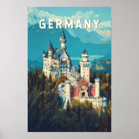 Germany Illustration Travel Art Vintage