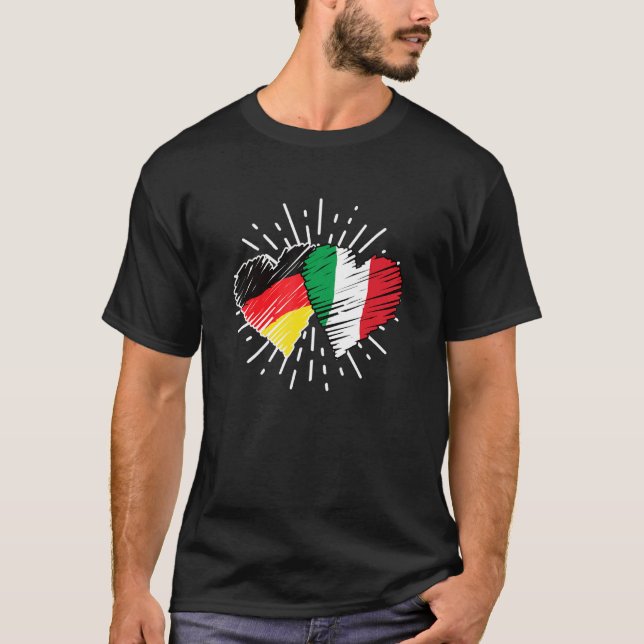 Germany Italy Friendship Heart German Italian T-Shirt (Front)