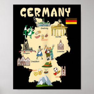 Germany Landmark Map,,famous Landmarks 4 Tank Top Poster