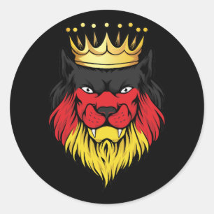 Germany  Lion King Flag Classic Round Sticker