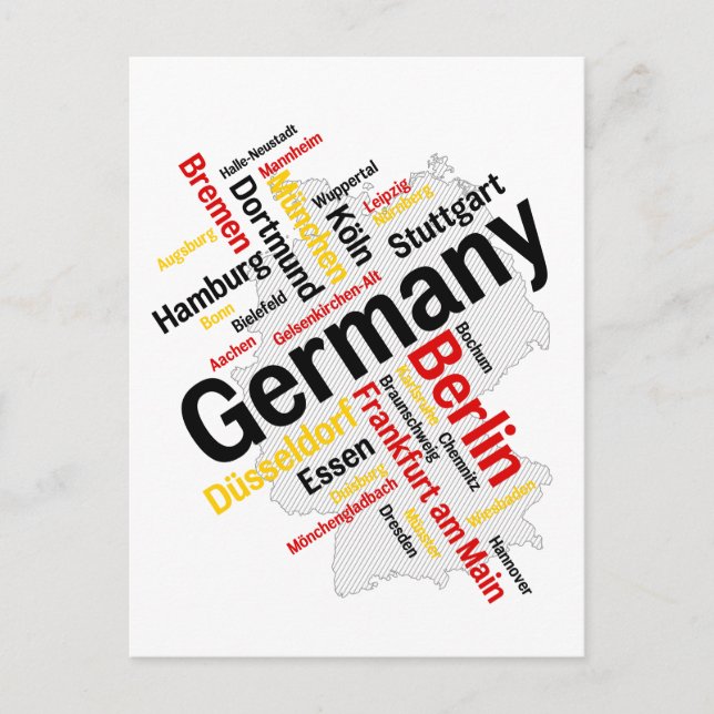 Germany Map Cities Postcard (Front)