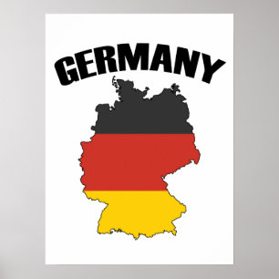 Germany Map - German Flag - Deutschland Travel Poster