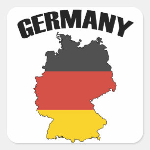 Germany Map - German Flag - Deutschland Travel Square Sticker