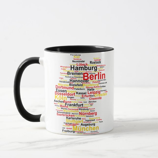 Germany Map Silhouette Towns Cities Flag Berlin Tr Mug (Left)