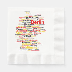 Germany Map Silhouette Towns Cities Flag Berlin Tr Napkin