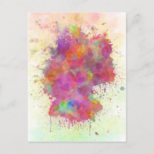 Germany map watercolor style splash postcard (Front)