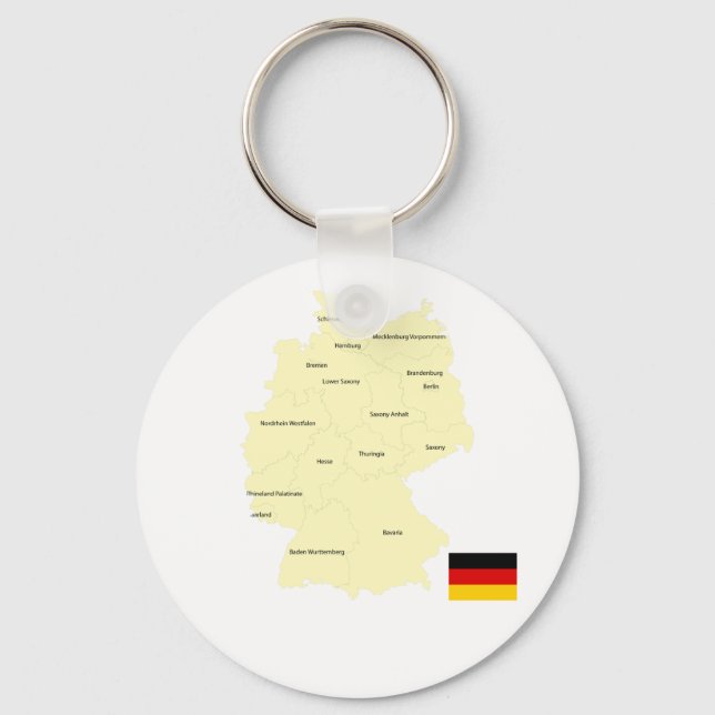 Germany Map with States and Capitals Key Ring (Front)