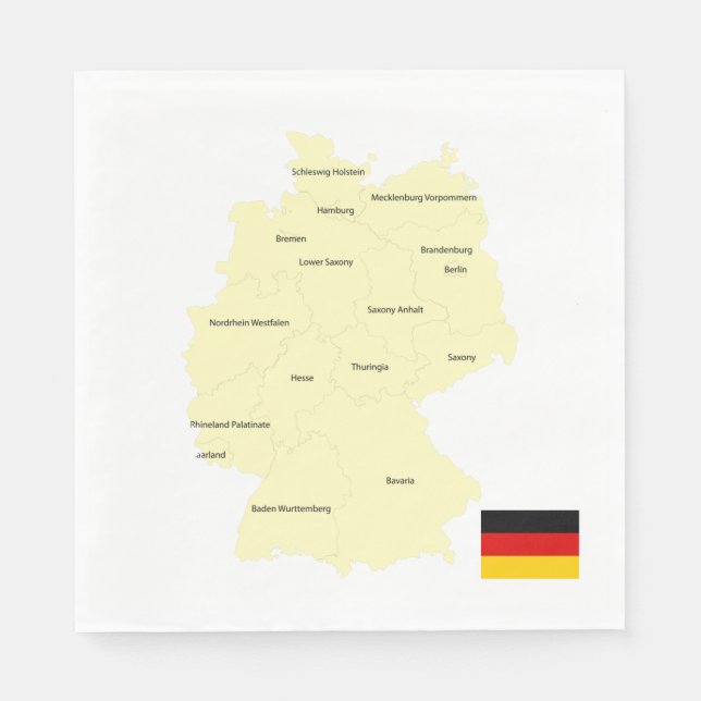 Germany Map with States and Capitals Napkin (Front)